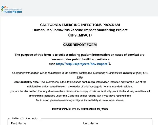Serious adverse event report form preview